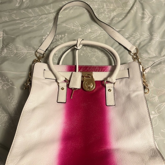 Michael kor leather ombré pink fuchsia/magenta tote. MK - Picture 3 of 9